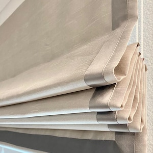 Black out Roman Shades custom size, room darkening roller shades, beige fabric roman blinds custom design, window treatment