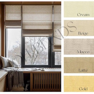 Custom made Room Window Shades - wide variaty of colors, window treatment | Nursery Roman Curtains, Kitchen fabric shades