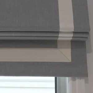 Grey roman blinds made-to-order, custom size blinds, fabric roman window shades, cordless roman blinds, interior design