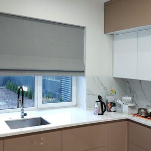 Taupe Black Out Roman Blinds, Custom Size Window Shades, Fabric Roman Curtains, Window Coverings, Custom Curtains