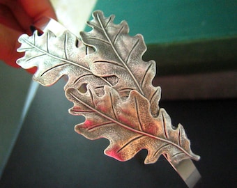 Feuille de chêne--Vintage style oak leaves headband--OX aged sterling silver plated brass