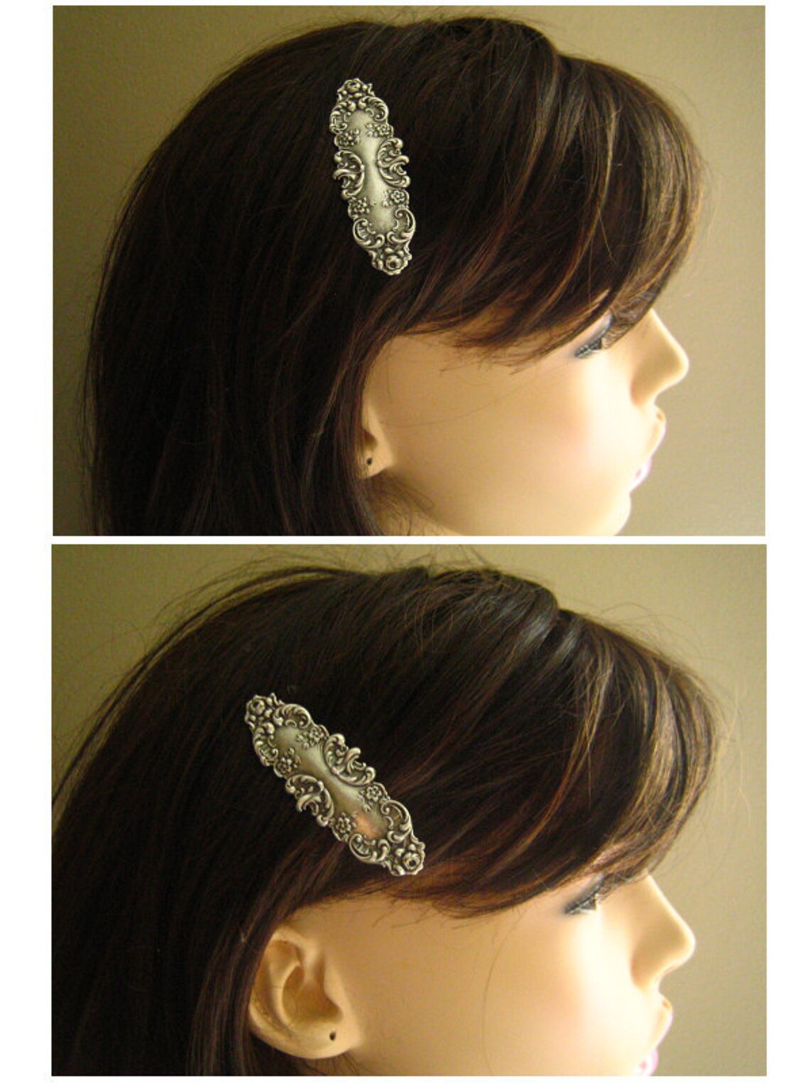 Victorian style Ornate bar alligator hair clips in ox antique Etsy