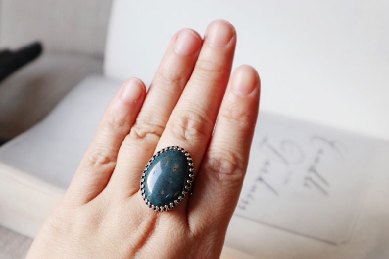 African Blood Stone Ring 25x18mm-Victorian ring-Aged brass-adjustable-steampunk-edgy chic
