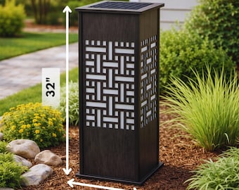 Couvre-tête de puits solaire décoratif 14 po. × 32 po. | Correcteur de puits moderne pour jardin ou cour