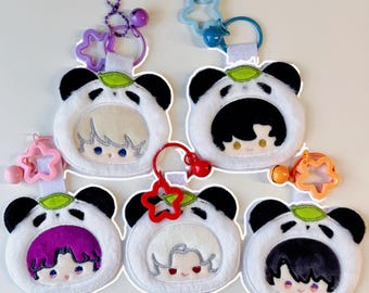 Love and Deepspace Fluffy Panda Faux Fur Embroidered Keychain Patch 3-inch | Free Bonus Photocards
