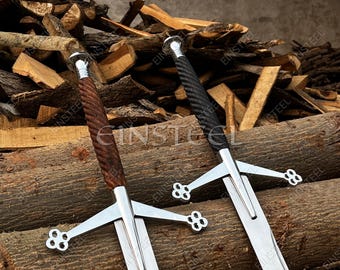 Hand Forged Highland Claymore Sword | High Carbon Steel Black And Brown Medieval Long Swords