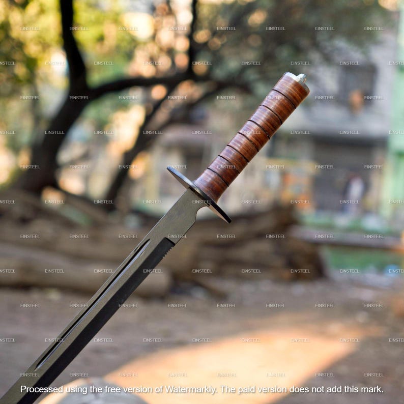 Rectangle Sword Hand Forged Japanese Katana Sword: Black Blade, Leather Wrapped Handle ...