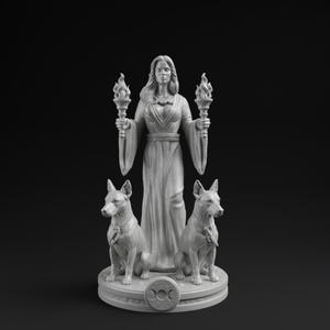 Hecate Statue | Greek Mythology Goddess, Home Mini Altar, Witch Tarot Altar Charm, Witch Decor Gifts, Hekate Pocket Altar, Witchcraft Decor Gray