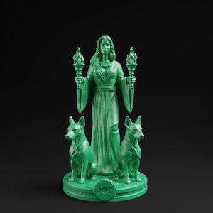 Hecate Statue | Greek Mythology Goddess, Home Mini Altar, Witch Tarot Altar Charm, Witch Decor Gifts, Hekate Pocket Altar, Witchcraft Decor Green