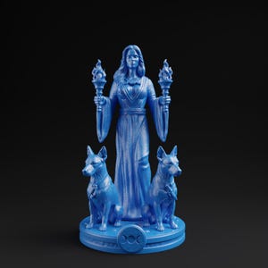 Hecate Statue | Greek Mythology Goddess, Home Mini Altar, Witch Tarot Altar Charm, Witch Decor Gifts, Hekate Pocket Altar, Witchcraft Decor Blue
