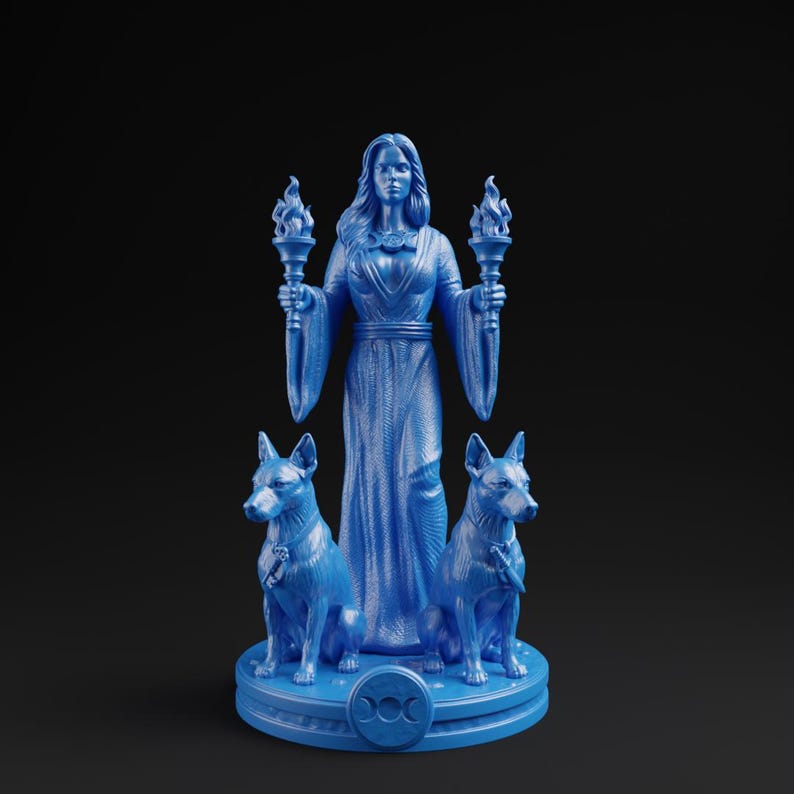 Hecate Statue | Greek Mythology Goddess, Home Mini Altar, Witch Tarot Altar Charm, Witch Decor Gifts, Hekate Pocket Altar, Witchcraft Decor Blue