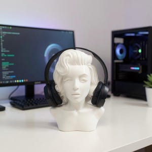 マリリン・モンロー ヘッドホンホルダー | ヘッドセットスタンド | 3Dプリントギフト | デスクルーム装飾アクセサリー