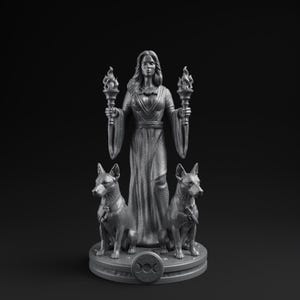 Hecate Statue | Greek Mythology Goddess, Home Mini Altar, Witch Tarot Altar Charm, Witch Decor Gifts, Hekate Pocket Altar, Witchcraft Decor Silver