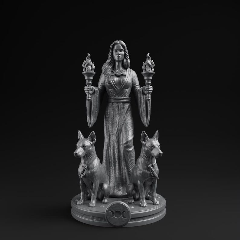 Hecate Statue | Greek Mythology Goddess, Home Mini Altar, Witch Tarot Altar Charm, Witch Decor Gifts, Hekate Pocket Altar, Witchcraft Decor Silver