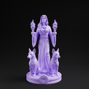 Hecate Statue | Greek Mythology Goddess, Home Mini Altar, Witch Tarot Altar Charm, Witch Decor Gifts, Hekate Pocket Altar, Witchcraft Decor Purple