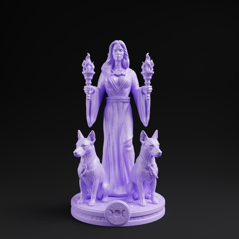 Hecate Statue | Greek Mythology Goddess, Home Mini Altar, Witch Tarot Altar Charm, Witch Decor Gifts, Hekate Pocket Altar, Witchcraft Decor Purple