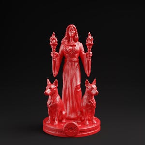 Hecate Statue | Greek Mythology Goddess, Home Mini Altar, Witch Tarot Altar Charm, Witch Decor Gifts, Hekate Pocket Altar, Witchcraft Decor Red
