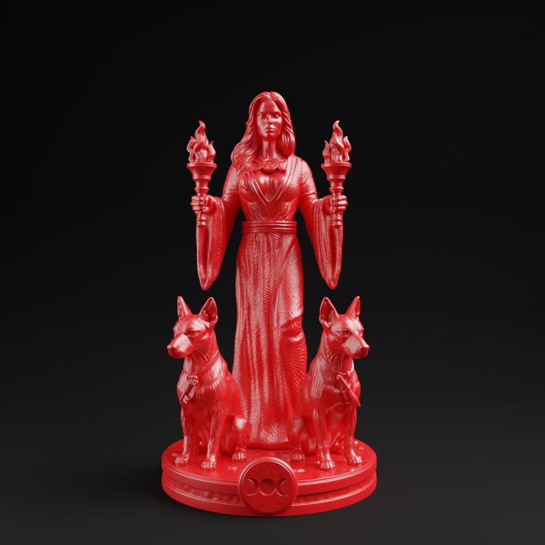 Hecate Statue | Greek Mythology Goddess, Home Mini Altar, Witch Tarot Altar Charm, Witch Decor Gifts, Hekate Pocket Altar, Witchcraft Decor Red