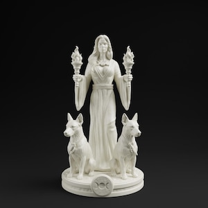 Hecate Statue | Greek Mythology Goddess, Home Mini Altar, Witch Tarot Altar Charm, Witch Decor Gifts, Hekate Pocket Altar, Witchcraft Decor Beige