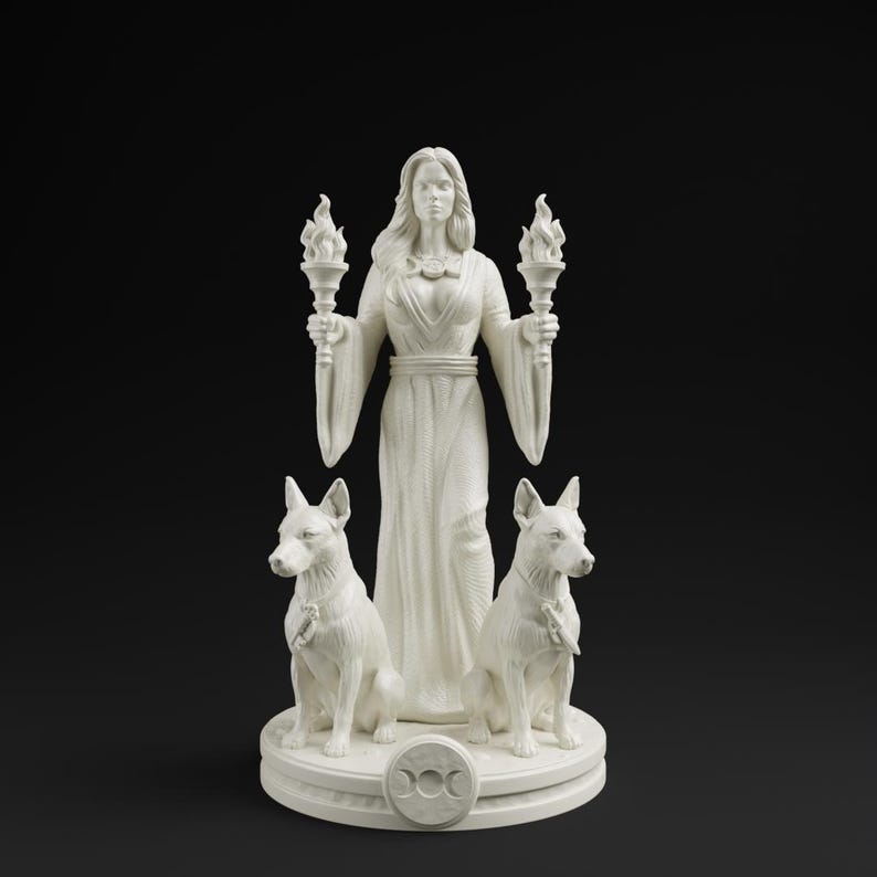 Hecate Statue | Greek Mythology Goddess, Home Mini Altar, Witch Tarot Altar Charm, Witch Decor Gifts, Hekate Pocket Altar, Witchcraft Decor Beige