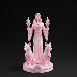 Hecate Statue | Greek Mythology Goddess, Home Mini Altar, Witch Tarot Altar Charm, Witch Decor Gifts, Hekate Pocket Altar, Witchcraft Decor Pink