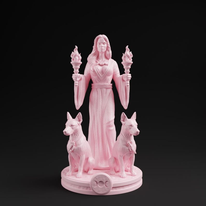 Hecate Statue | Greek Mythology Goddess, Home Mini Altar, Witch Tarot Altar Charm, Witch Decor Gifts, Hekate Pocket Altar, Witchcraft Decor Pink