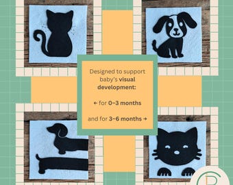 Hoog Contrast Baby Vilt Patronen – Katten & Honden 0–6 Maanden | Add-On Dierenpakket