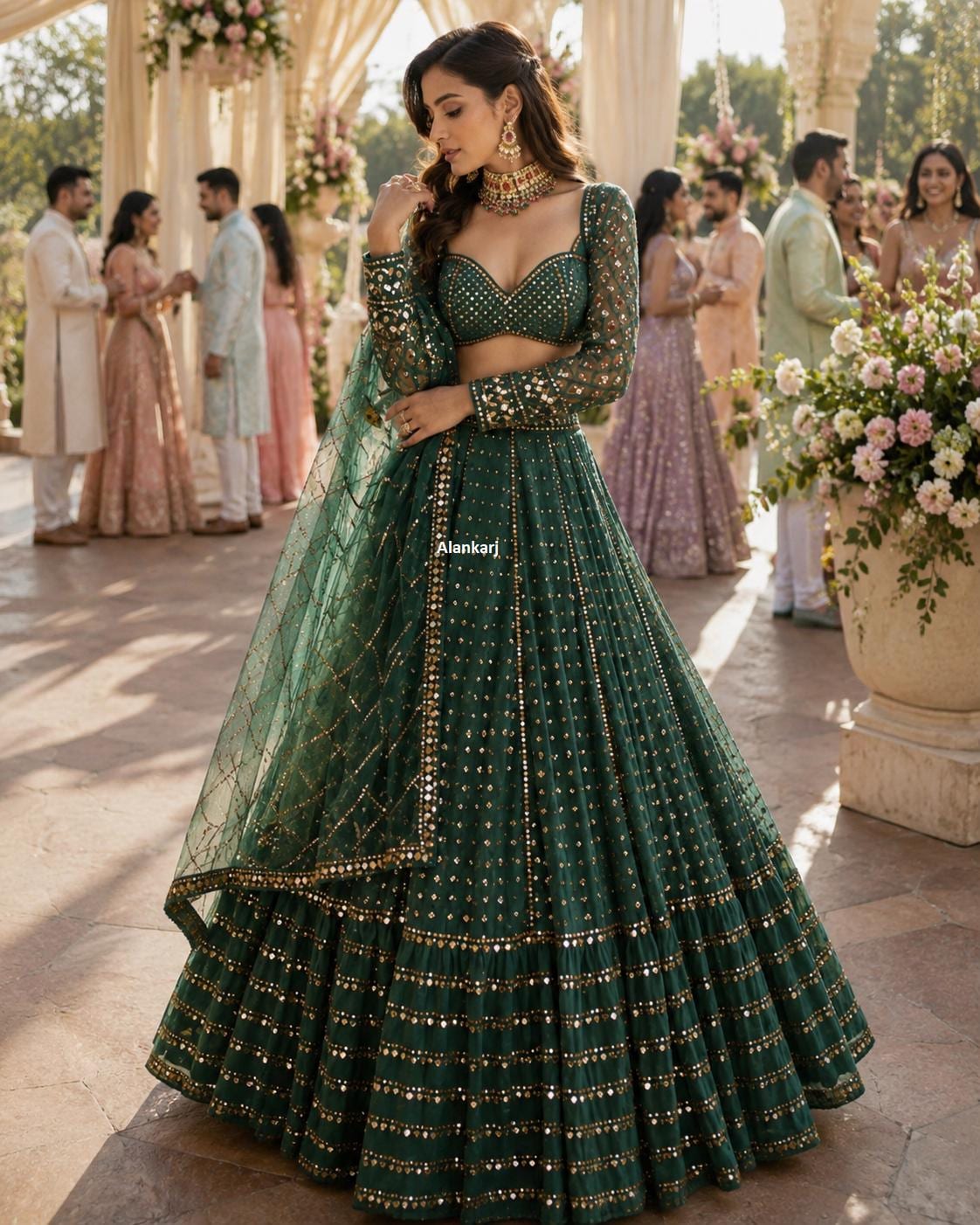 dark green dress for mehndi function Mehndi Green Dress