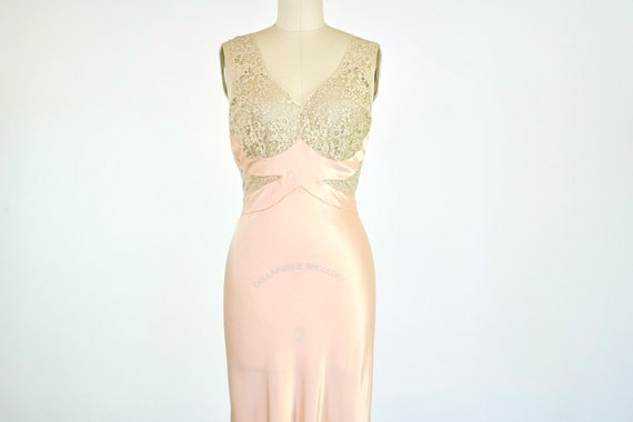 Vintage 1930s Gown Lace Sheer 1930s Bias Gown 193… - image 8