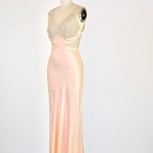 Vintage 1930s Gown Lace Sheer 1930s Bias Gown 1930s Lingerie 1940s Slip Slipdress Slip Dress Wedding Gown Bride image 3