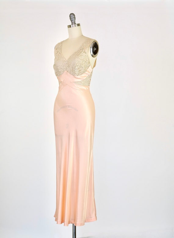 Vintage 1930s Gown Lace Sheer 1930s Bias Gown 193… - image 3