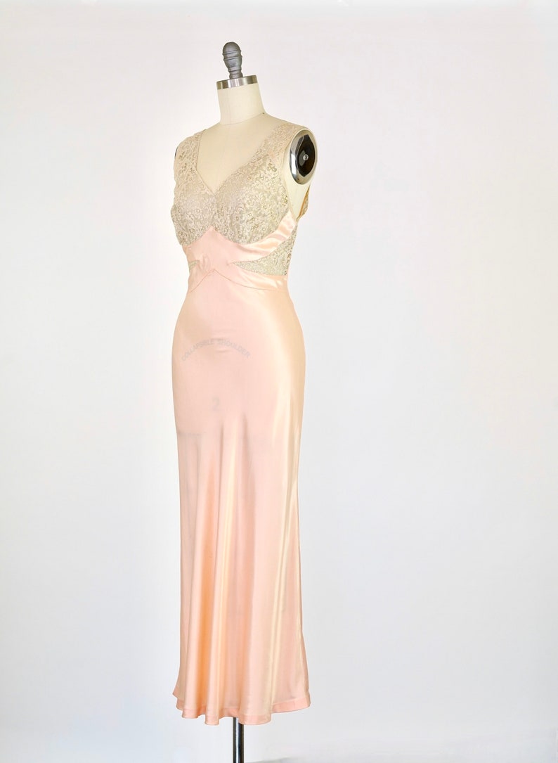 Vintage 1930s Gown Lace Sheer 1930s Bias Gown 1930s Lingerie 1940s Slip Slipdress Slip Dress Wedding Gown Bride image 3