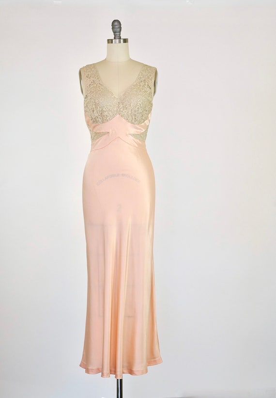 Vintage 1930s Gown Lace Sheer 1930s Bias Gown 193… - image 4