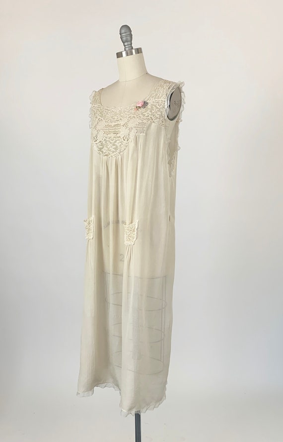 Vintage 1920s Gown Normandy Lace 1920s Silk Gown … - image 2