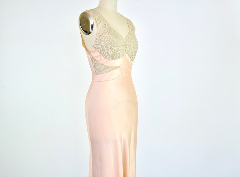 Vintage 1930s Gown Lace Sheer 1930s Bias Gown 1930s Lingerie 1940s Slip Slipdress Slip Dress Wedding Gown Bride image 2
