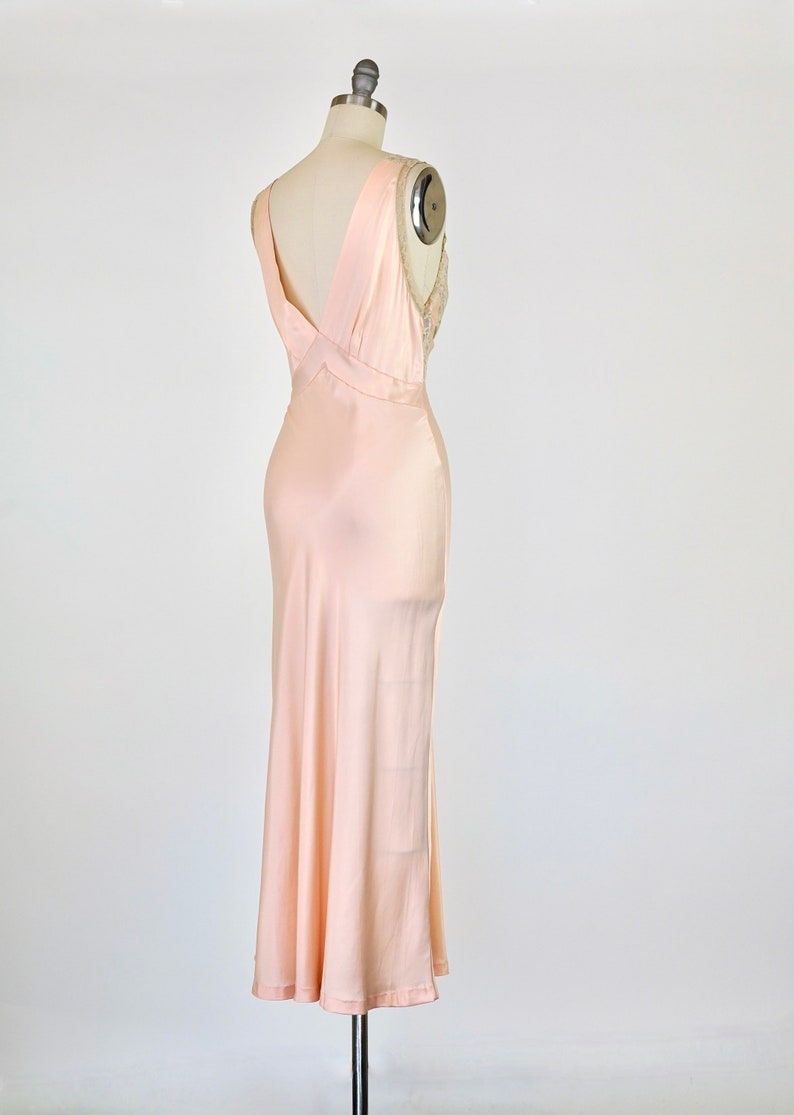 Vintage 1930s Gown Lace Sheer 1930s Bias Gown 1930s Lingerie 1940s Slip Slipdress Slip Dress Wedding Gown Bride image 9