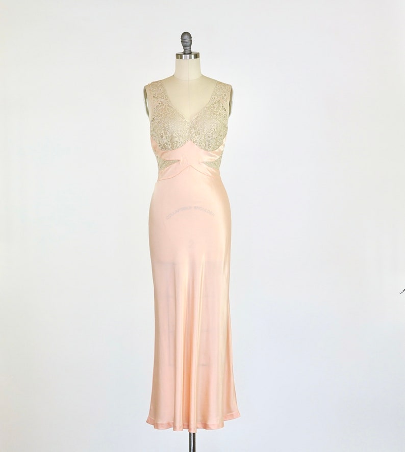 Vintage 1930s Gown Lace Sheer 1930s Bias Gown 1930s Lingerie 1940s Slip Slipdress Slip Dress Wedding Gown Bride image 6