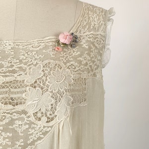 Vintage 1920s Gown Normandy Lace 1920s Silk Gown 1920s Lingerie 1920s Slip Nightgown 1920s Slipdress Slip Dress Pink Trousseau