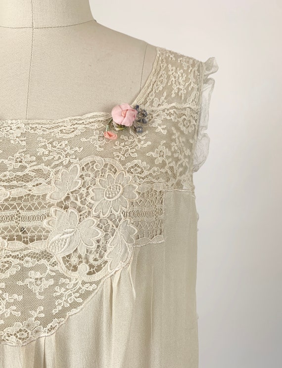 Vintage 1920s Gown Normandy Lace 1920s Silk Gown … - image 8