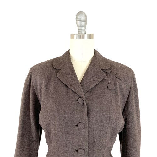 Vintage 1940s Suit 1950s Gabardine Suit Cubara Brown Wool 1940s Lilli Ann Style shops Wool Suit Skirt Suit Belt Back Beltback