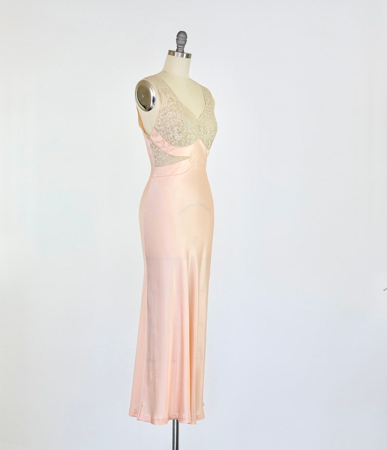 Vintage 1930s Gown Lace Sheer 1930s Bias Gown 1930s Lingerie 1940s Slip Slipdress Slip Dress Wedding Gown Bride image 7