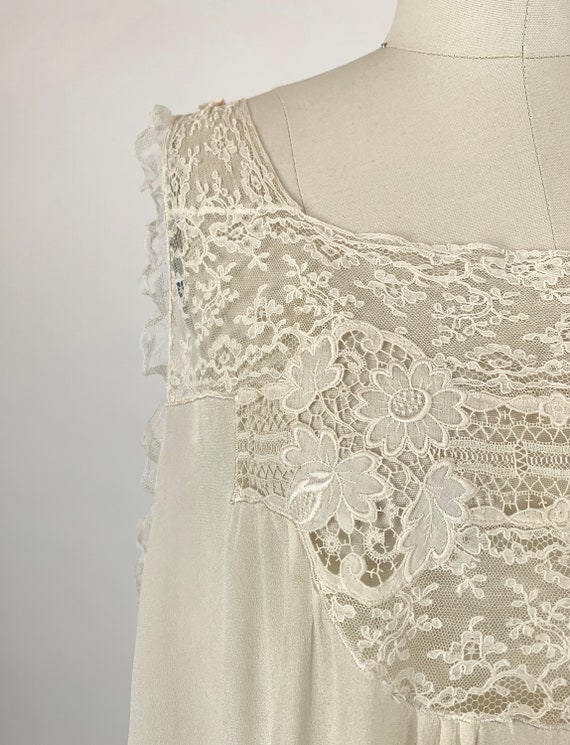 Vintage 1920s Gown Normandy Lace 1920s Silk Gown … - image 9