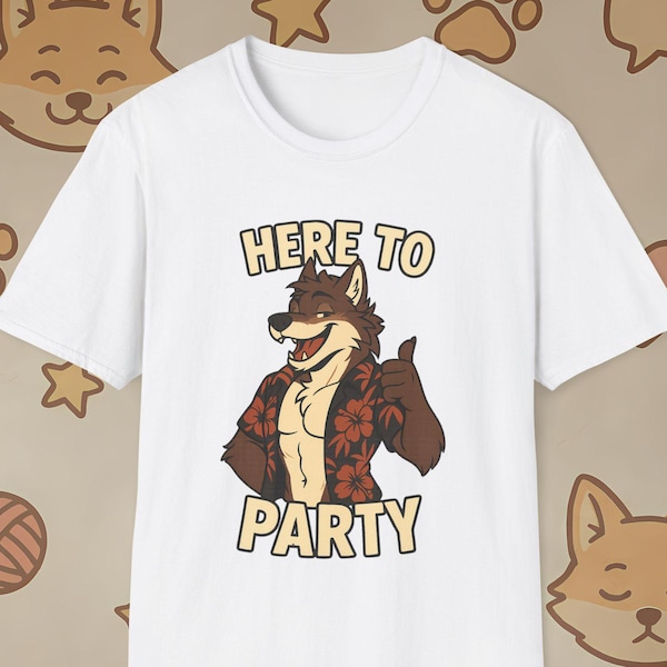 Pelzigen Wolf Shirt | Anthro Grafik Tee | Party Urlaub Vibes | Unisex Geschenk | Hier zum Feiern