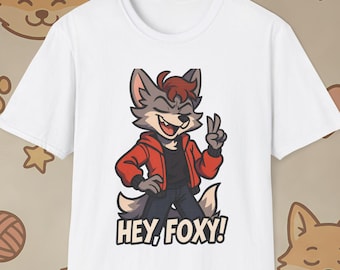 Furry Wolf Shirt | Anthro Graphic Tee | Streetwear Character Design | Unisex Gift | Hey, Foxy!