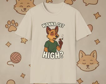 Anthro Fox Tee | 420 Stoner Graphic | Weed Theme | “wanna Get High