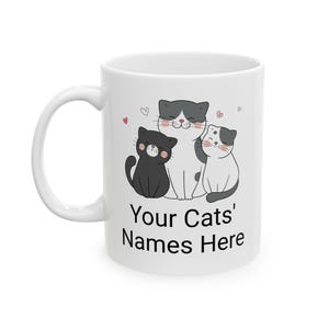 Personalized Cat Lover Ceramic Mug, Customizable Coffee Cup for Animal Enthusiasts, Personalized Cat Owner Gift, Pet Lover Coffee Mug