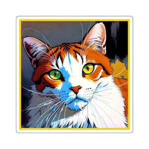 Vibrant Cat Art Stickers - Perfect for Cat Lovers, Laptop Decor, Scrapbooking, Gifts, or Party Favors