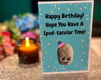 Funny Potato Happy Birthday Card - Cute Kawaii Birthday Card - Potato Lover Birthday Card