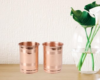 SET of Ayurvedic COPPER MUGS - stylish brushed design