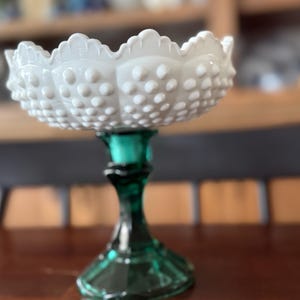 Rare Vintage Hobnail Milk Glass Candlestick Holder Insert
